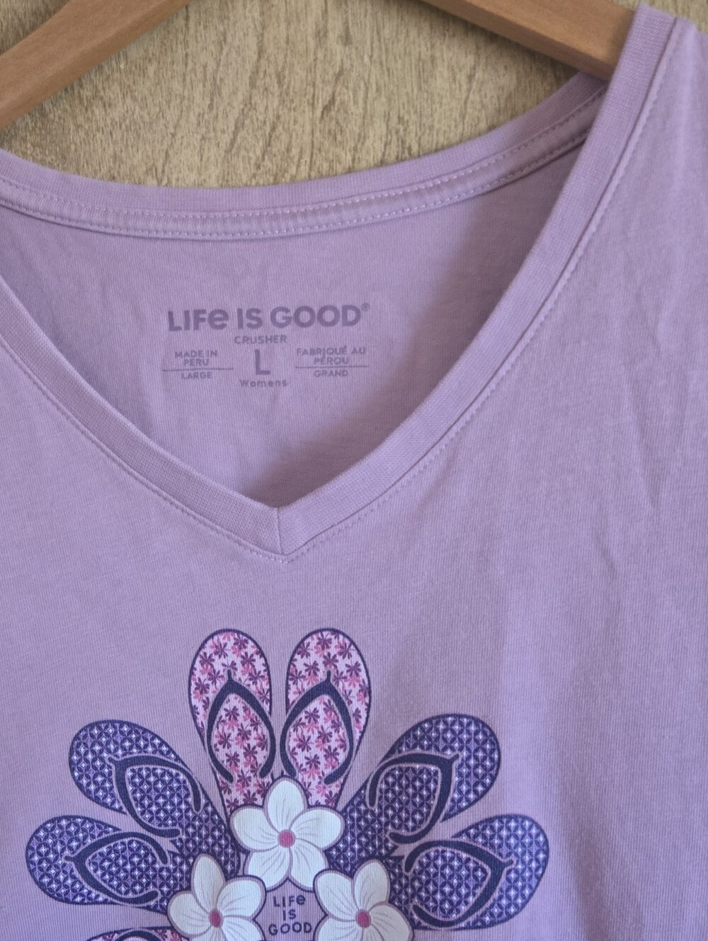 Life Is Good Floral Flip Flops Tee - Picture 3 of 4